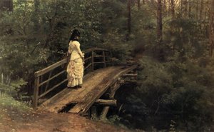 Summer Landscape, Vera Alekseyevna Repina on a Bridge in Abramtsevo
